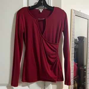 Red long sleeve crossed top